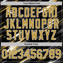 Laden Sie das Bild in den Galerie-Viewer, Uksn Individuelles Schwarz Altgold Stahlgrau-Weiß Abstrakt Pinselstrich Spritzer Funktions-T-Shirt
