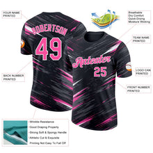 Laden Sie das Bild in den Galerie-Viewer, Uksn Individuelles Schwarz Pink Stahlgrau-Weiß Abstrakt Pinselstrich Spritzer Funktions-T-Shirt
