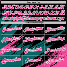 Laden Sie das Bild in den Galerie-Viewer, Uksn Individuelles Schwarz Petrol Pink-Weiß Abstrakt Pinselstrich Spritzer Funktions-T-Shirt
