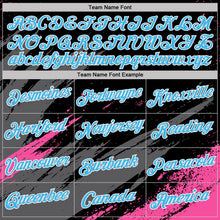 Laden Sie das Bild in den Galerie-Viewer, Uksn Individuelles Schwarz Pink Himmelblau-Weiß Abstrakt Pinselstrich Spritzer Funktions-T-Shirt
