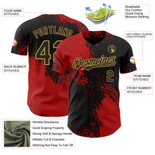 Laden Sie das Bild in den Galerie-Viewer, Uksn Individuelles Schwarz Rot-Altgold Abstrakter Pinselstrich Authentisches Baseball-Trikot
