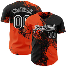 Laden Sie das Bild in den Galerie-Viewer, Uksn Individuelles Schwarz Orange-Weiß Abstrakter Pinselstrich Authentisches Baseball-Trikot
