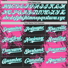 Laden Sie das Bild in den Galerie-Viewer, Uksn Individuelles Schwarz Weiß Pink-Aqua Abstrakter Pinselstrich Authentisches Baseball-Trikot
