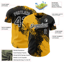 Laden Sie das Bild in den Galerie-Viewer, Uksn Individuelles Schwarz Gold-Weiß Abstrakter Pinselstrich Authentisches Baseball-Trikot
