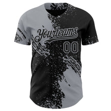 Laden Sie das Bild in den Galerie-Viewer, Uksn Individuelles Schwarz-Grau Abstrakter Pinselstrich Authentisches Baseball-Trikot
