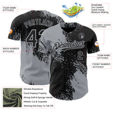 Laden Sie das Bild in den Galerie-Viewer, Uksn Individuelles Schwarz-Grau Abstrakter Pinselstrich Authentisches Baseball-Trikot
