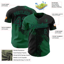 Laden Sie das Bild in den Galerie-Viewer, Uksn Individuelles Schwarz-Kelly-Grün Abstrakter Pinselstrich Authentisches Baseball-Trikot
