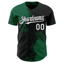 Laden Sie das Bild in den Galerie-Viewer, Uksn Individuelles Schwarz Weiß-Kelly-Grün Abstrakter Pinselstrich Authentisches Baseball-Trikot

