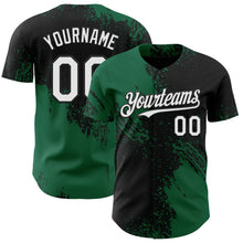 Laden Sie das Bild in den Galerie-Viewer, Uksn Individuelles Schwarz Weiß-Kelly-Grün Abstrakter Pinselstrich Authentisches Baseball-Trikot
