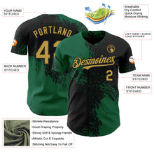 Laden Sie das Bild in den Galerie-Viewer, Uksn Individuelles Schwarz Altgold-Kelly-Grün Abstrakter Pinselstrich Authentisches Baseball-Trikot
