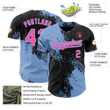 Laden Sie das Bild in den Galerie-Viewer, Uksn Individuelles Schwarz Pink-Hellblau Abstrakter Pinselstrich Authentisches Baseball-Trikot
