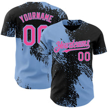 Laden Sie das Bild in den Galerie-Viewer, Uksn Individuelles Schwarz Pink-Hellblau Abstrakter Pinselstrich Authentisches Baseball-Trikot
