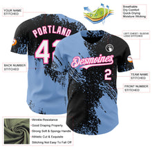 Laden Sie das Bild in den Galerie-Viewer, Uksn Individuelles Schwarz Weiß Hellblau-Pink Abstrakter Pinselstrich Authentisches Baseball-Trikot
