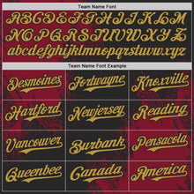 Laden Sie das Bild in den Galerie-Viewer, Uksn Individuelles Schwarz Altgold-Karmesinrot Abstrakter Pinselstrich Authentisches Baseball-Trikot
