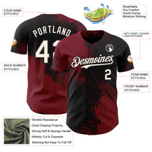Laden Sie das Bild in den Galerie-Viewer, Uksn Individuelles Schwarz Creme-Karmesinrot Abstrakter Pinselstrich Authentisches Baseball-Trikot
