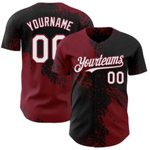 Laden Sie das Bild in den Galerie-Viewer, Uksn Individuelles Schwarz Weiß-Karmesinrot Abstrakter Pinselstrich Authentisches Baseball-Trikot
