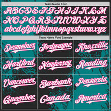 Laden Sie das Bild in den Galerie-Viewer, Uksn Individuelles Schwarz Weiß Petrol-Pink Abstrakter Pinselstrich Authentisches Baseball-Trikot
