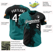 Laden Sie das Bild in den Galerie-Viewer, Uksn Individuelles Schwarz Weiß-Petrol Abstrakter Pinselstrich Authentisches Baseball-Trikot
