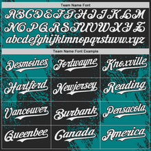 Laden Sie das Bild in den Galerie-Viewer, Uksn Individuelles Schwarz Weiß-Petrol Abstrakter Pinselstrich Authentisches Baseball-Trikot
