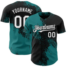 Laden Sie das Bild in den Galerie-Viewer, Uksn Individuelles Schwarz Weiß-Petrol Abstrakter Pinselstrich Authentisches Baseball-Trikot
