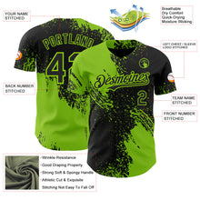 Laden Sie das Bild in den Galerie-Viewer, Uksn Individuelles Schwarz-Neongrün Abstrakter Pinselstrich Authentisches Baseball-Trikot
