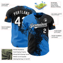 Laden Sie das Bild in den Galerie-Viewer, Uksn Individuelles Schwarz Weiß-Elektrisch Blau Abstrakter Pinselstrich Authentisches Baseball-Trikot
