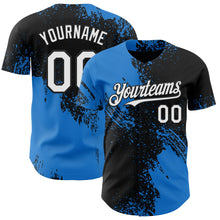 Laden Sie das Bild in den Galerie-Viewer, Uksn Individuelles Schwarz Weiß-Elektrisch Blau Abstrakter Pinselstrich Authentisches Baseball-Trikot
