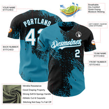 Laden Sie das Bild in den Galerie-Viewer, Uksn Individuelles Schwarz Weiß-Pantherblau Abstrakter Pinselstrich Authentisches Baseball-Trikot
