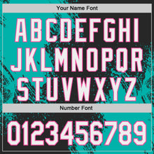 Laden Sie das Bild in den Galerie-Viewer, Uksn Individuelles Schwarz Weiß Aqua-Pink Abstrakter Pinselstrich Authentisches Baseball-Trikot
