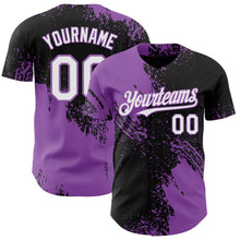 Laden Sie das Bild in den Galerie-Viewer, Uksn Individuelles Schwarz Weiß-Mittelviolett Abstrakter Pinselstrich Authentisches Baseball-Trikot
