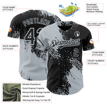 Laden Sie das Bild in den Galerie-Viewer, Uksn Individuelles Schwarz-Silber Abstrakter Pinselstrich Authentisches Baseball-Trikot
