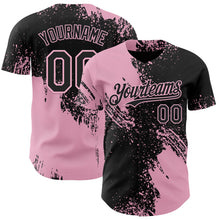 Laden Sie das Bild in den Galerie-Viewer, Uksn Individuelles Schwarz-Hellrosa Abstrakter Pinselstrich Authentisches Baseball-Trikot
