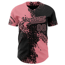 Laden Sie das Bild in den Galerie-Viewer, Uksn Individuelles Schwarz-Mittelpink Abstrakter Pinselstrich Authentisches Baseball-Trikot
