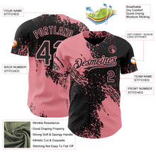 Laden Sie das Bild in den Galerie-Viewer, Uksn Individuelles Schwarz-Mittelpink Abstrakter Pinselstrich Authentisches Baseball-Trikot
