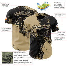 Laden Sie das Bild in den Galerie-Viewer, Uksn Individuelles Schwarz-Vegas-Gold Abstrakter Pinselstrich Authentisches Baseball-Trikot
