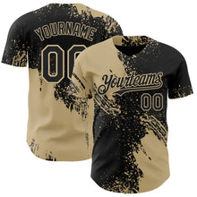 Laden Sie das Bild in den Galerie-Viewer, Uksn Individuelles Schwarz-Vegas-Gold Abstrakter Pinselstrich Authentisches Baseball-Trikot
