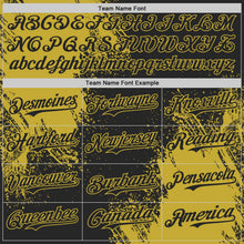 Laden Sie das Bild in den Galerie-Viewer, Uksn Individuelles Schwarz-Altgold Abstrakter Pinselstrich Authentisches Baseball-Trikot
