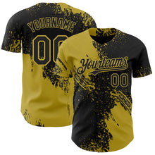 Laden Sie das Bild in den Galerie-Viewer, Uksn Individuelles Schwarz-Altgold Abstrakter Pinselstrich Authentisches Baseball-Trikot
