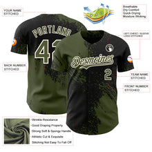 Laden Sie das Bild in den Galerie-Viewer, Uksn Individuelles Schwarz Oliv-Creme Abstrakter Pinselstrich Authentisches Baseball-Trikot
