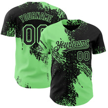 Laden Sie das Bild in den Galerie-Viewer, Uksn Individuelles Schwarz-Erbsengrün Abstrakter Pinselstrich Authentisches Baseball-Trikot

