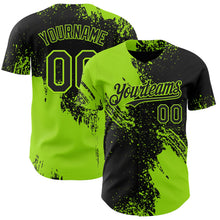 Laden Sie das Bild in den Galerie-Viewer, Uksn Individuelles Schwarz-Neongrün Abstrakter Pinselstrich Authentisches Baseball-Trikot
