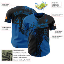 Laden Sie das Bild in den Galerie-Viewer, Uksn Individuelles Schwarz-Blau Abstrakter Pinselstrich Authentisches Baseball-Trikot
