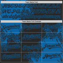 Laden Sie das Bild in den Galerie-Viewer, Uksn Individuelles Schwarz-Blau Abstrakter Pinselstrich Authentisches Baseball-Trikot
