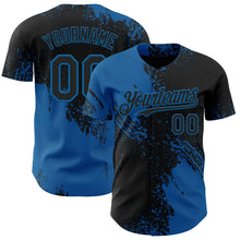 Laden Sie das Bild in den Galerie-Viewer, Uksn Individuelles Schwarz-Blau Abstrakter Pinselstrich Authentisches Baseball-Trikot
