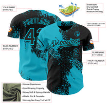 Laden Sie das Bild in den Galerie-Viewer, Uksn Individuelles Schwarz-Lakes Blau Abstrakter Pinselstrich Authentisches Baseball-Trikot
