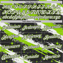 Laden Sie das Bild in den Galerie-Viewer, Uksn Individuelles Schwarz Weiß-Neongrün Pinselstrich Spritzer Sternenexplosion Funktions-T-Shirt
