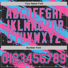 Laden Sie das Bild in den Galerie-Viewer, Uksn Individuelles Schwarz Pink-Himmelblau Pinselstrich Spritzer Sternenexplosion Funktions-T-Shirt
