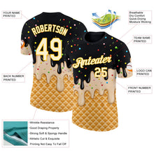 Laden Sie das Bild in den Galerie-Viewer, Uksn Individuelles Schwarz Creme-Gold Eiscreme Waffel Foodie Dessert Funktions-T-Shirt
