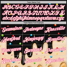 Laden Sie das Bild in den Galerie-Viewer, Uksn Individuelles Schwarz Creme-Pink Eiscreme Waffel Foodie Dessert Funktions-T-Shirt
