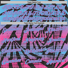 Laden Sie das Bild in den Galerie-Viewer, Uksn Individuelles Schwarz Himmelblau-Pink Blitz Farbverlauf Punkt Funktions-T-Shirt
